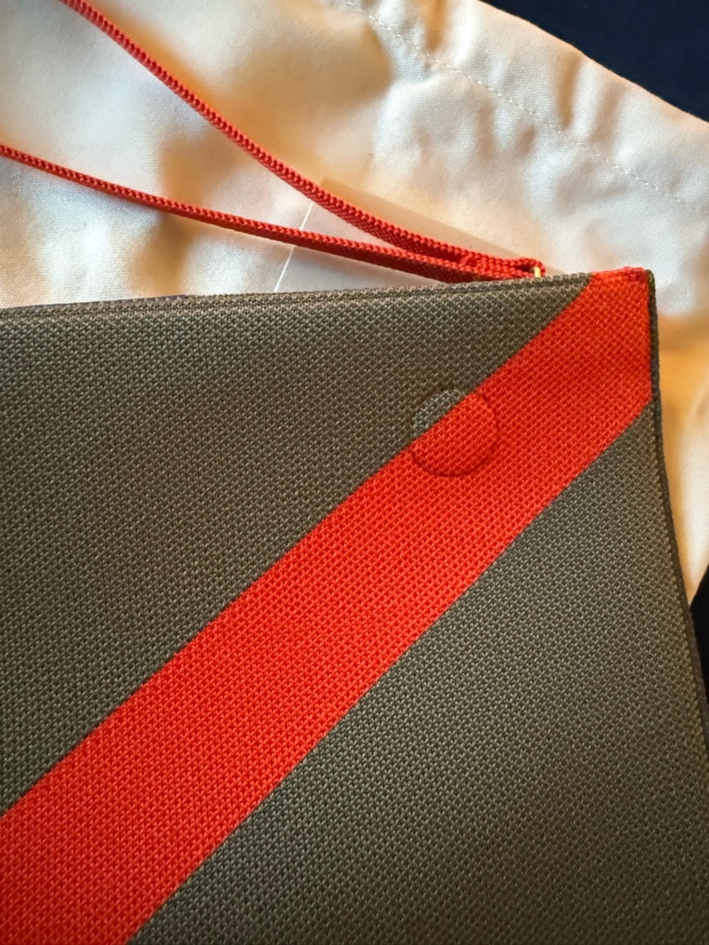 Rothy's Olive Canvas Wristlet Pouch with Red Accent - Picture 2 of 5